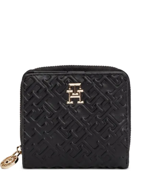 Tommy Hilfiger monogram-embossed zip-around wallet Black AW0AW16580