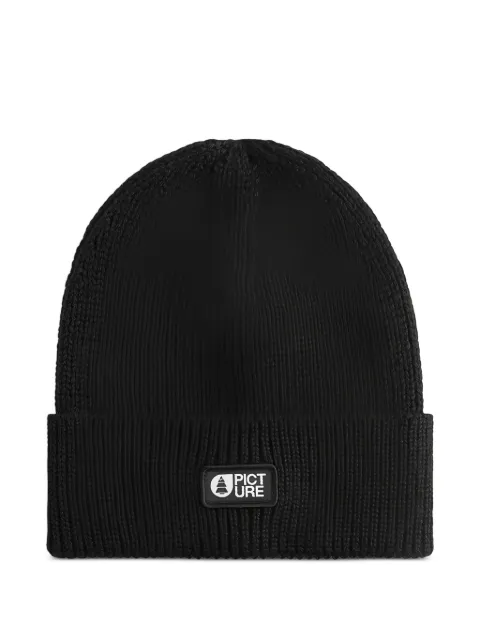 PICTURE logo-patch ribbed-knit beanie hat Black B0285PBLACK