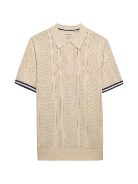 Superdry knitted textured polo shirt Neutrals M1110458A1LG