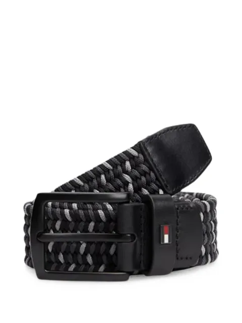Tommy Hilfiger Denton braided leather-trim belt Black FAM0AM13946