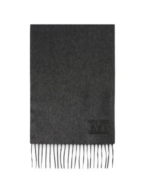 Max Mara Dalia cashmere stole with monogram embroidery - dark grey Grey 2624546312600