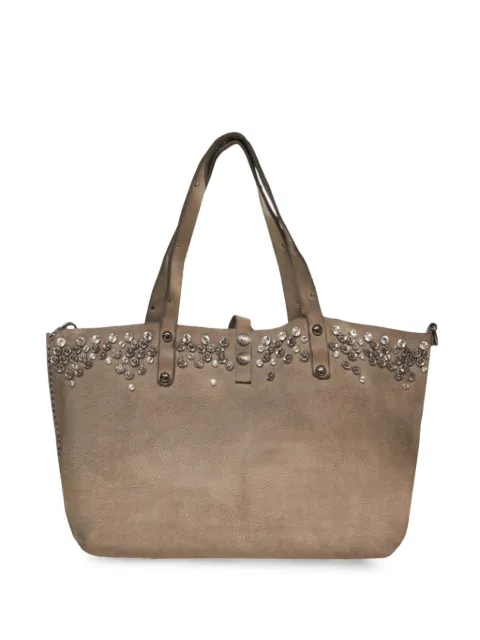 Campomaggi Bella crystal-embellished studded tote bag Grey C000290NDX0038