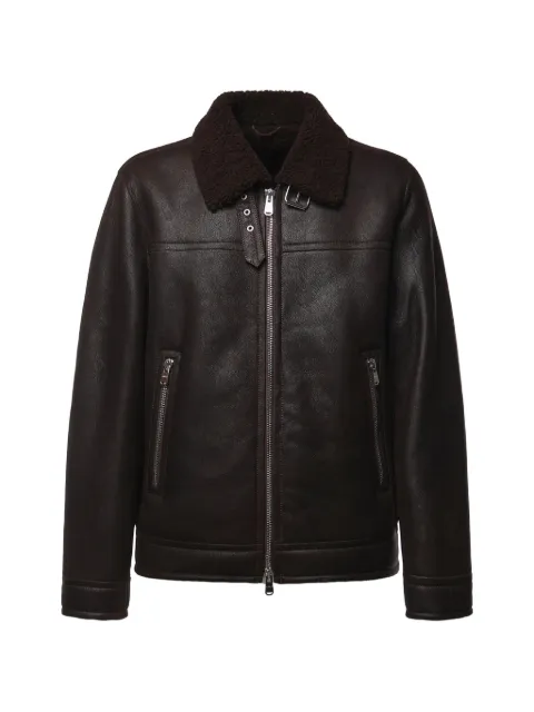 DONDUP shearling-collar leather jacket Brown JU026PL0547UXXX