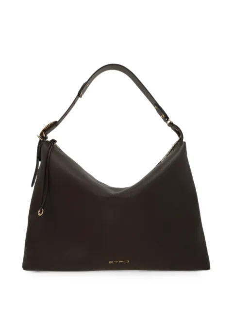 ETRO logo-lettering grained-leather shoulder bag Brown WP1B0048AP12HM0696