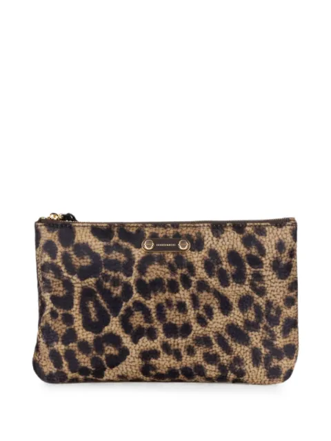 Borbonese leopard-print logo-plaque wallet Brown 91020101030