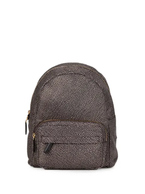 Borbonese B-Club OP-print front-zip backpack Neutrals 91010348X95M32