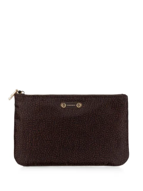 Borbonese OP-print logo-plaque pouch Brown 91020101