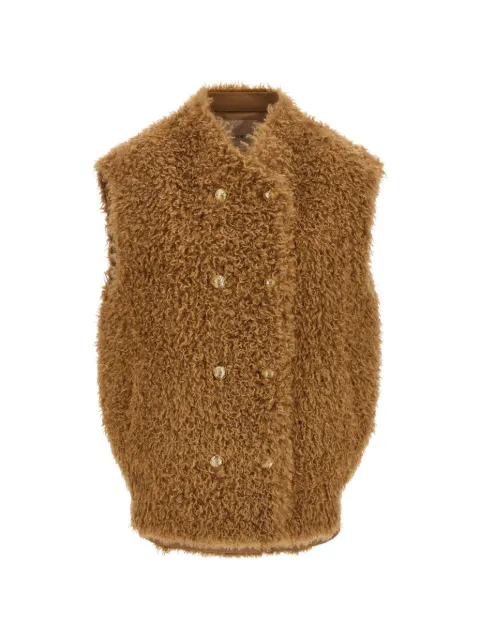 TWINSET double-breasted teddy-effect vest Brown 262TP2200