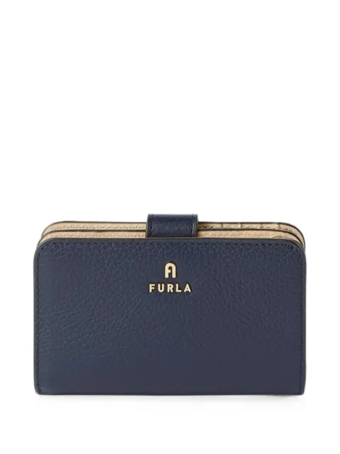 Furla logo-plaque pebbled-leather wallet Blue WP00314HSF000