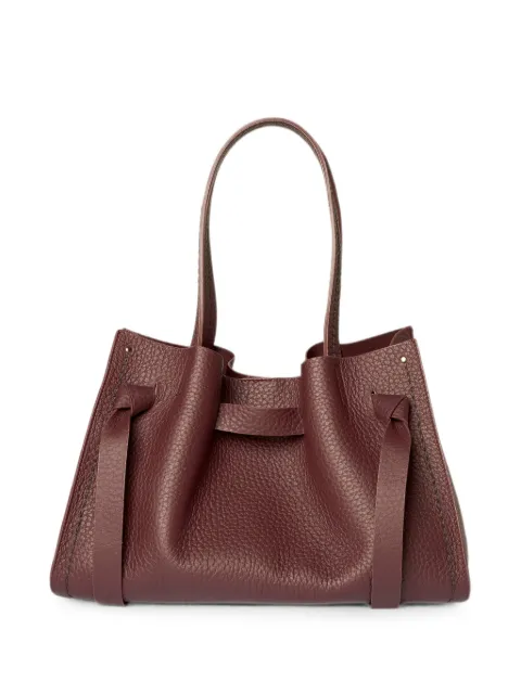 VISONA` Vittoria grained-leather knotted tote bag Red 24731QUEEN
