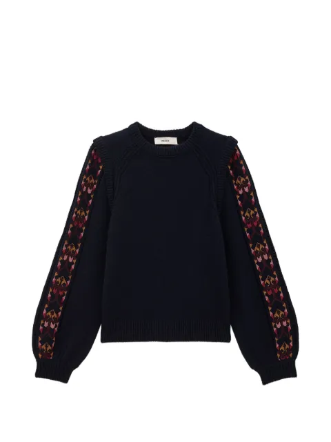 Ba&Sh Elda embroidered ruffle-trim sweater Blue 1H26ELDA
