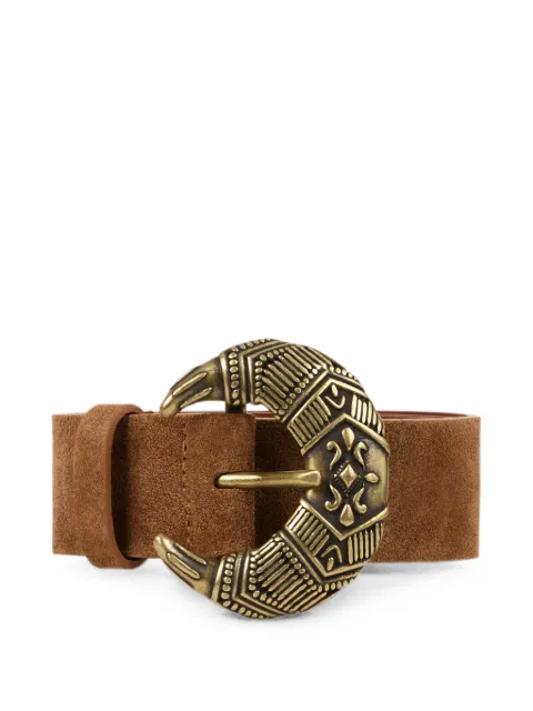 Ba&Sh engraved-buckle suede belt Brown 2H26BAND
