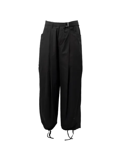 sacai belted drawstring-hem wide-leg trousers Black 2604043