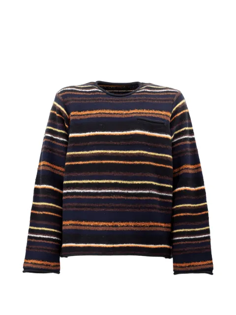 sacai horizontal-stripe chest-pocket sweater Brown 2604071