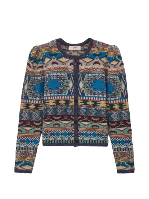 Ba&Sh geometric-pattern puff-sleeve cardigan Blue 1H26MAJA