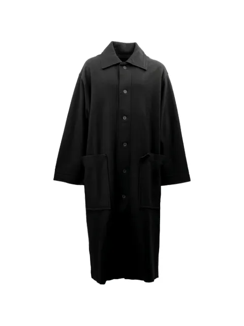 Yohji Yamamoto button-fastening patch-pocket coat Black HWT65176