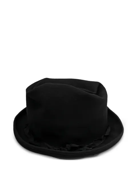 Yohji Yamamoto ruffled-trim fedora hat Black HWH02161