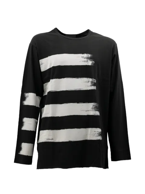 Yohji Yamamoto stripe-print long-sleeve T-shirt Black HWT15075