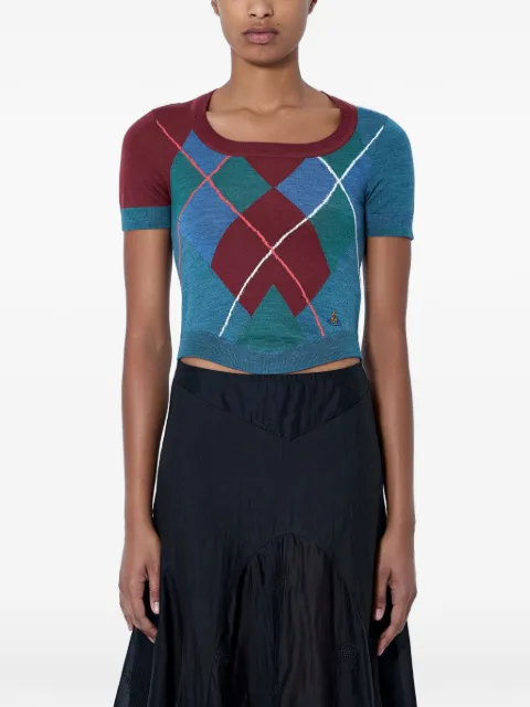 Vivienne Westwood argyle-pattern short-sleeve top Blue 18030084C00A0O101