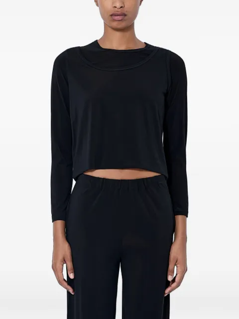 Issey Miyake cropped long-sleeve crop top Black IM66JK71815