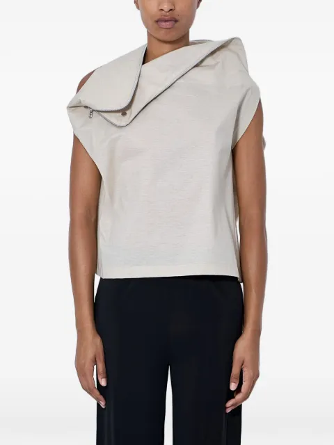 Issey Miyake asymmetric zip-detail top Neutrals IM66JJ72648