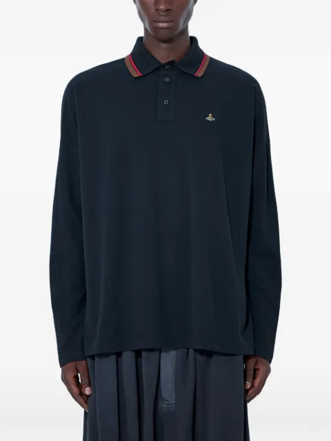 Vivienne Westwood embroidered long-sleeve polo shirt Black 2H010010J00AU
