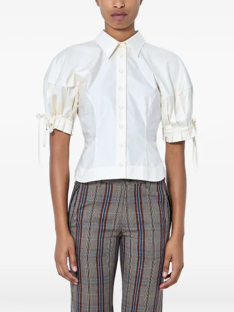 Vivienne Westwood pleated-sleeve cotton shirt Neutrals 1501006SW01JPP207