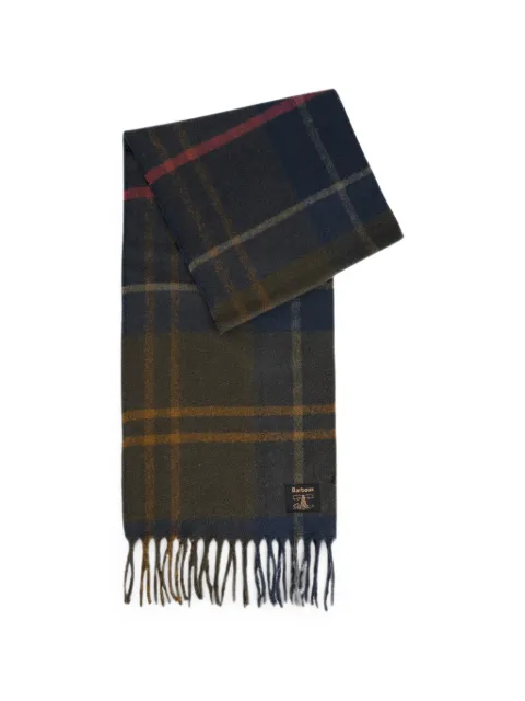Barbour Yorklane tartan-pattern fringed scarf Green USC0403