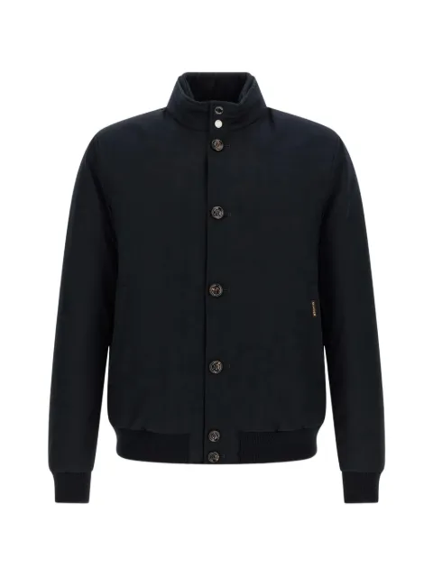 Moorer ribbed-trim button-up jacket Blue MOUBO100246JANOSPUMDARKBLU