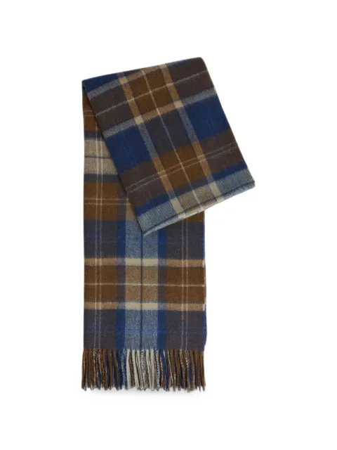 Barbour Brack tartan-check fringed scarf Blue USC0387