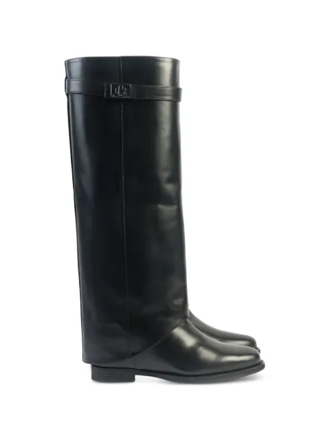 Via Roma 15 buckle-detail leather boots Black 4668SANTAMONICANERO