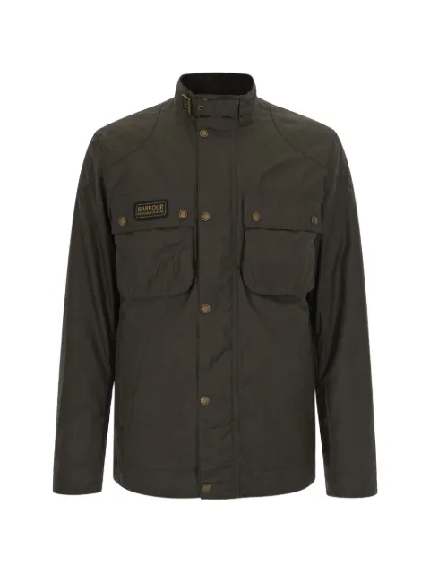 Barbour International Merton buckled-collar waxed-cotton jacket Green MWX2601OL54