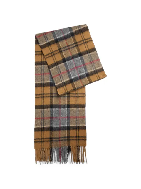 Barbour tartan-check fringed scarf Neutrals USC0002