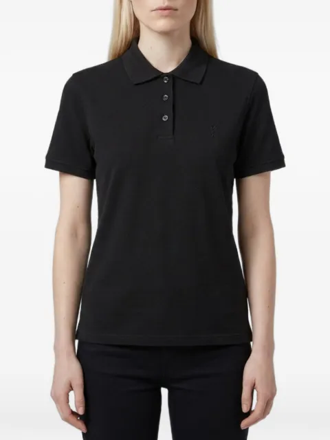 Saint Laurent logo-embroidered polo shirt Black A003I4Y38EK