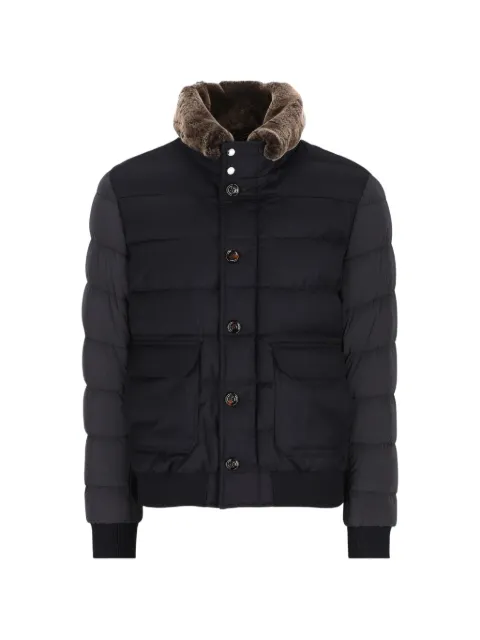 Moorer fur-collar quilted jacket Blue MOUGI100177