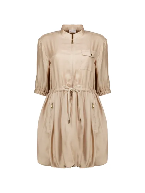 Moncler silk twill mini shirt dress Neutrals L20932G00006599CN