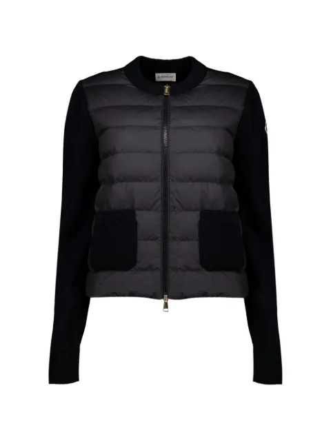 Moncler wool padded zip-up cardigan Black L20939B00040M1131