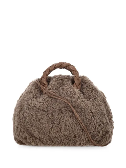 Hereu braided-handle shearling tote bag Brown BSHEWBA26WARMTAUPE