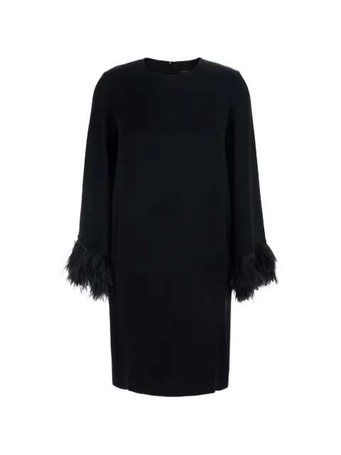 Antonelli feather-trim long-sleeve mini dress Black R6493355C999