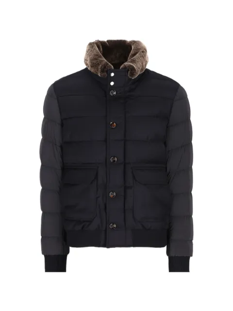 Moorer padded faux-fur-trim coat Blue MOUGI100177U0498
