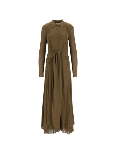 GANNI marl-mesh tie-waist maxi dress Green A1030