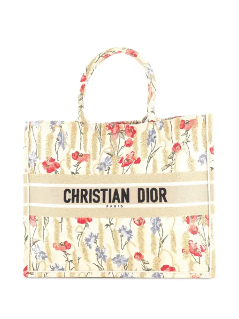 Christian Dior Pre-Owned Book Embroidered Canvas Large tote bag Gold C3CSF0QOP6DXQAT1
