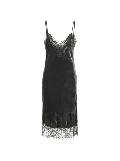 Gold Hawk Velcet Coco lace-trim midi dress Grey GH968