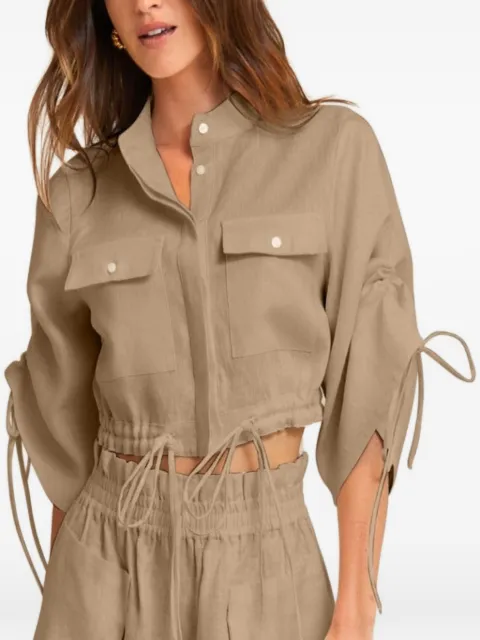 HEVRON Eva drawstring-hem cropped shirt Brown HSP24T082