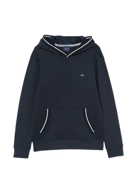 Paul & Shark logo-embroidered contrast-trim hoodie Blue 16311805