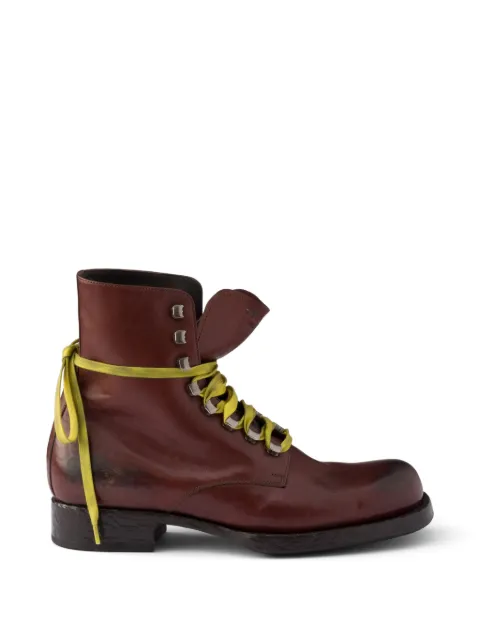 Prada lace-up leather ankle boots Brown 2UF003FX0013ZQE