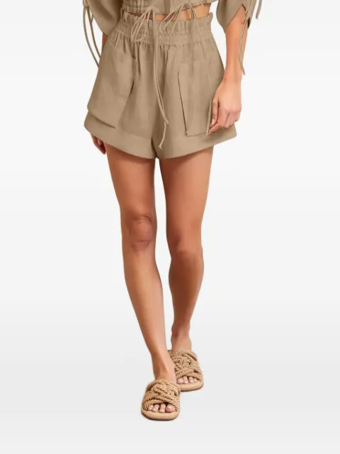 HEVRON Mira elasticated-waist patch-pocket shorts Brown HSH0451