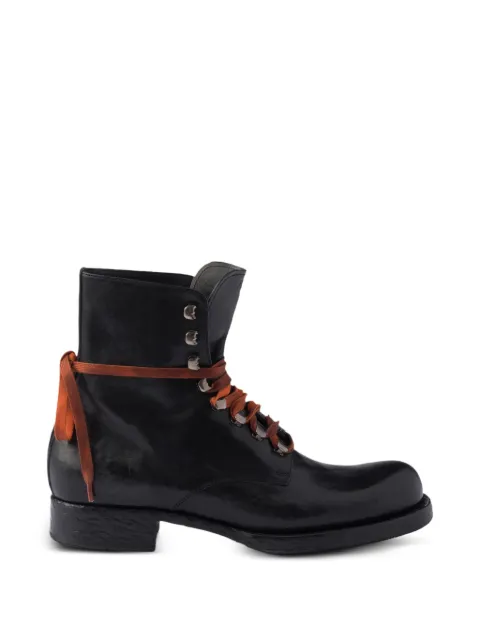 Prada leather laced booties Black 2UF003FX0013ZQE