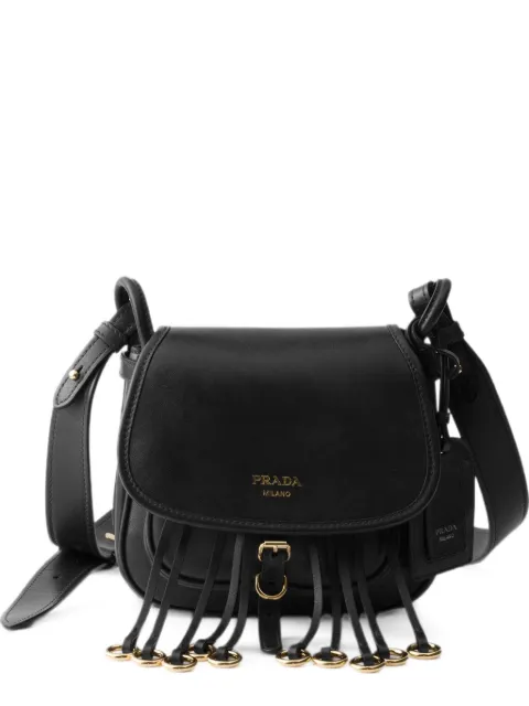 Prada Corsaire aged leather mini shoulder bag Black 1BD412VOOU2ZRN