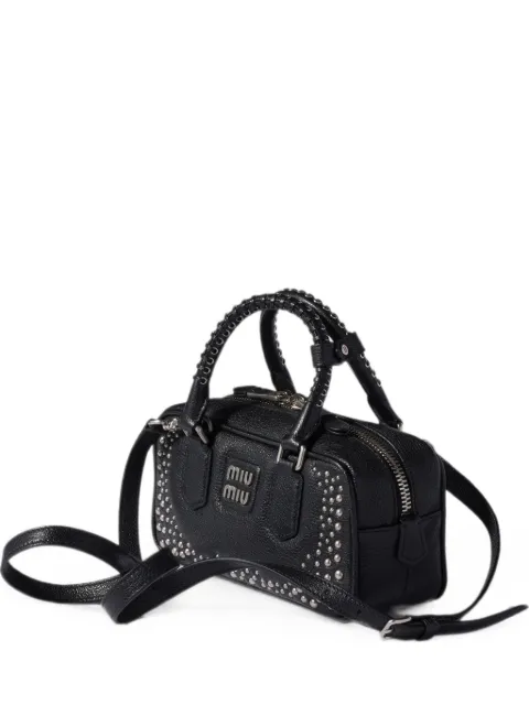 Miu Miu Arcadie studded leather bag Black 5BB142VOB12ZSQ